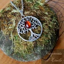 Collier Elfique Arbre De Vie Yggdrasil Ambre Orange Pierre Gemme Medieval Elfe Sylvestre Wicca Paien Celtique Magie Arbre De Vie Arbre Colliers