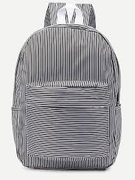 Black And White Striped Backpack Purse Black And White Striped Canvas Backpack Also Available In Red Shein Com Canvas Backpack Striped Canvas Striped Bags