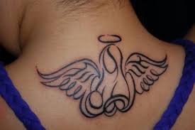 Small tribal baby angel tattoo on back shoulder. Black Tribal Angel Tattoo Tattooimages Biz