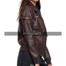 Captain Marvel Brie Larson Carol Danvers Brown Flight Jacket Aviator Leather Jacket Leather Jacket Captain Marvel Costume