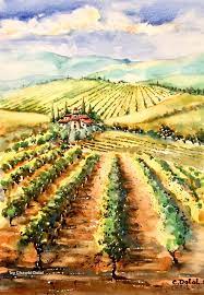 a new painting by the painter chawki dalal from the grape fields and bastros palace chateau kefraya in kefraya and west bekaa leban outdoor farmland travel