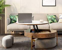 Lift top table easily extends on metal joints. Round Lift Top Coffee Table With Storage 3 Ottoman White Natural White Black Coff Coffee Table Coffee Table For Small Living Room Coffee Table With Seating
