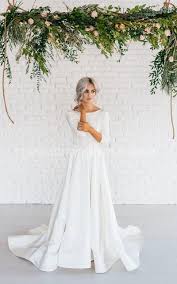 Simple long sleeve wedding dresses. Modern Simple Long Sleeve A Line Satin Wedding Dress With Open Back Newadoring Dress Wedding Dresses Satin Wedding Dress Long Sleeve Wedding Dresses Simple