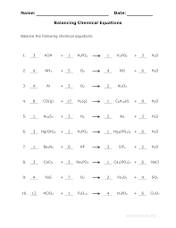 Each worksheet has 12 problems using addition, subtraction, multiplication and division to determine the variable value that balances the equations. Balancing Chemical Equations Balancing Equations Chemical Equation Chemistry Worksheets