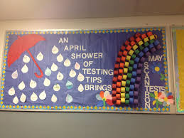April And May Bulletin Board Idea An April Shower Of Testing Tips Brings May Scantron Tests School Bulletin Boards April Showers School Related