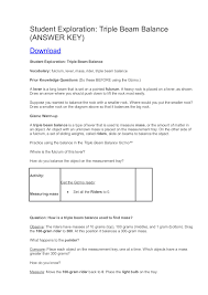 Compare the molecular structure of solids, liquids, and gases. Calameo Student Exploration Triple Beam Balance Answer Key