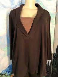 Details About Dressbarn Plus 1x Brown Shawl Contrast Collar Cotton 3 4 Sleeve Tunic Top In 2019 Dressbarn Plus Regular Women S Sizes Tunic Tops Tops Wo