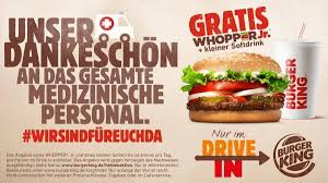 Entdecken sie alle pressemitteilungen und pressedossiers bei mcdonald's news schweiz. Burger King Spendiert Corona Helfern Whopper Und Getrank Tageskarte