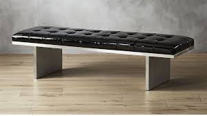 Atrium Tufted Black Patent Leather Bench Leather Bench Modern Storage Bench Bench