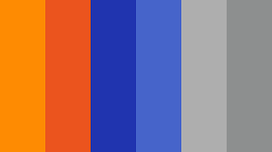 Here, orange repeats on bedding, wall art, and throw pillows, contrasting a powder blue bunk bed. Orange Blue Gray Color Scheme Blue Schemecolor Com