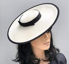 Navy And White Boater Hat Women S Derby Hat Ladies Etsy Derby Hats Boater Hat Boater Hat Womens