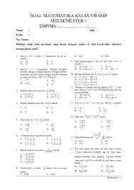 120 menit petunjuk khusus : Pdf Soal Matematika Kelas Vii Smp Mid Semester 1 Smp Mts Maysarah Syam Academia Edu