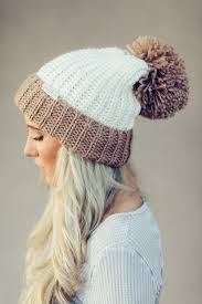 Log Cabin Pom Beanie Knitted Hats Knit Beanie Hats For Women