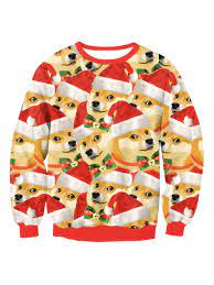 Human in doge hoodie christmas! Christmas Doge Pullover Sweatshirt Hassliche Weihnachtstops Costumeslive Com
