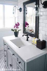 In this beautiful powder room by sypsie designs, several farmhouse touches are integrated into a modern color scheme. 28 Best Bathroom Ideas Heather Grey Bathrooms Remodel Bathroom Decor Bathroom Design