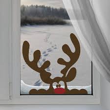 Dekoration bastelanleitung winter basteln schnee fensterbild stadt winterdekoration papier bastelvorlage fensterdekoration transparentpapier winterstadt fotokarton. Peeping Reindeer Window Sticker Fensterbilder Weihnachten Basteln Fensterdeko Weihnachten Basteln Basteln Weihnachten
