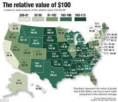 How Far Will Dollar Stretch Real Value Of 100 In Each State Revealed Map Cost Of Living States