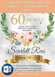 Customize and use your own text with our online invitation maker and ours 9 ladybug invitation templates it's very easy and simple. Floral 60th Birthday Invitation Templates Editable With Ms Word Download Hundreds Free Printable Birthday Invitation Templates