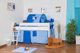 Kinderhochbett lilames in grau weiß. Kinderbett Hochbett Tom Inkl Rollrost Material Buche Massiv Natur Farbe Weiss Lackiert