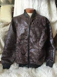 Hip Hop Chic Faux Embossed Leather Jacket Brown Mens 2xl Detailed Design Rare Ebay Brown Leather Jacket Leather Jacket Embossed Leather