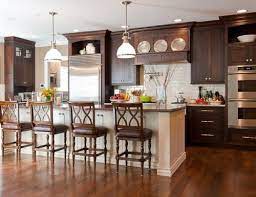 Maybe you would like to learn more about one of these? Dark Cabinets Lighter Island Brown Kitchen Cabinets Kitchen Colour Schemes Brown Kitchens