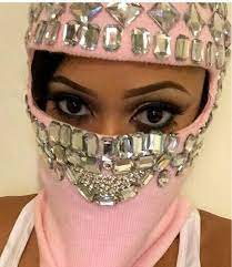 Bedazzled Ski Mask Ski Mask Makeup Decor Rhinestone Face Mask