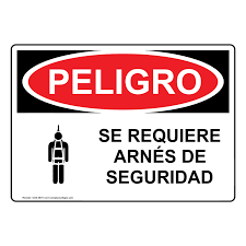 OSHA Sign - DANGER Safety Harness Required Spanish Sign - PPE