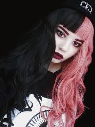 Omg i have pink hair what!!! Half Pink Half Black Rainbow Wavy Synthetic Lace Front Wig Sny088 Synthetic Wigs Donalovehair