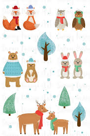 Winter Animals Clipart Cute Forest Animals Vector Woodland Etsy In 2021 Animal Clipart Christmas Animals Winter Animals