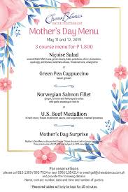Celebrated around the world as a day to honour mothers, and motherly bonds within the family. Promo Mother S Day Three Course Menu For Only P1 800 At I M Angus Chesa Bianca And Santis Deli Cafe Silang Philippine Primer
