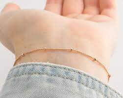 Dainty Chain Bracelet For Women Everyday Beaded Bracelet For Etsy Pink Gold Bracelet Minimalist Bracelet Delicate Bracelet