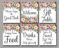 Floral Baby Shower Table Signs Set Of 6 Printable Boho Baby Etsy Floral Baby Shower Gift Table Signs Baby Shower Signs