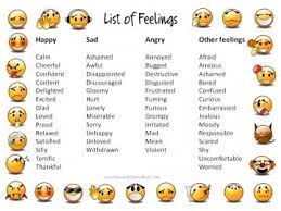 Feelings Chart Free Printable Feelings List Feelings