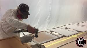 The psdr is the most efficient way to spray or paint cabinet doors. Spraying Cabinet Doors Inside A Negative Air Chamber Youtube