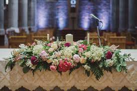 Two altar bouquets one sided in whatever colors you need. Pin On Wedding Ceremony Flowers