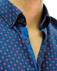 Stone Rose Floral Designer Dress Shirt Navy Fuchsia Casual Shirts For Men Shirts Mens Outfits