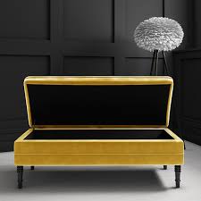 Storage and seating are an issue in many homes, especially when it comes to the bedroom. Yellow Velvet Ottoman Storage Bench With Button Detail Safina Furniture123