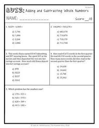 Adding Subtracting Whole Numbers Quiz 4 Nbt 4 Fourth Grade Assessment Adding And Subtracting Subtraction Multi Step Word Problems