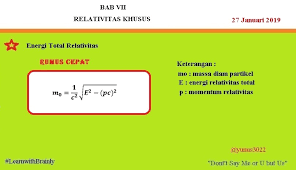 Sebuah partikel bermassa diam m0. Sebuah Partikel Mempunyai Energi Relativistik Total 10 Gev Dan Momentum Relativistik 8 Gev C Massa Brainly Co Id