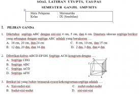 Penilaian tengah semester pts 1 tahun pelajaran 2021/2022 sebentar lagi akan dilaksanakan. Soal Matematika Kelas 9 Semester 1 Ilmu Soal