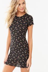 Ribbed Floral Print Bodycon Dress Affiliate Aff Floral Ribbed Print Dress In 2020 Bodycon Dress With Sleeves Casual Dress Outfits Fashion