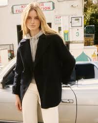 Varda Women's Navy Blue Double Face Wool Coat BEVJ552-05 - Women's Coat - Hartford - Product from hartford.fr