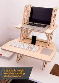 Adjustable Height Wooden Standing Desk Converter This Ergonomic Standing Desk Sits On Top Of Your Existi Bureau Debout Diy Fourniture Bureau Mobilier De Salon
