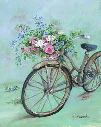Vector vintage bicycle with flowers clipart to download! Print From Gail Mccormack Painting Painting Bicycle Painting Bicycle Art
