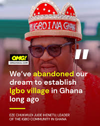The Igbo King in Ghana, oh sorry, the Leader of the Igbo community in Ghana  says: 🙃 “I'm telling the truth because there is no land anywhere. We have  no single land