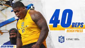 One player who made the most of their opportunity wednesday was pitt defensive lineman jaylen twyman, who put up an incredible 40 reps of 225 pounds on the bench press at the panthers' pro day. Pitt Football On Twitter Mr 40 On The Bench Press Jaylen Twyman X Jaylentwyman H2p X Pittproday