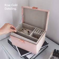 End of the rainbow earrings. Amazon Com Beautify Blush Pink Velvet Jewelry Box Organizer And Storage With Removable Dividers 2 La Pink Jewelry Box Jewelry Organizer Box Jewellery Storage