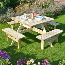Square Wooden Garden Pub Bench Outdoor Picnic Seating Pressure Treated Wood Seat Ebay