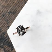 Black And Rose Gold Engagement Rings Tourmaline In Quartz Engagement Ring Rose Gold Alexis Russell Rose Quartz Ring Engagement Quartz Engagement Ring Tourmaline Engagement Ring