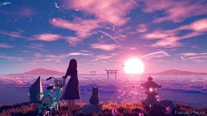 Desktop and mobile phone wallpaper 4k sunset, city, scenery, anime, 4k, #114 with awesome ultra hd wallpaper for desktop, iphone, pc, laptop, smartphone, android phone (samsung galaxy. Anime Sunset Sakura Petals Live Wallpaper Desktophut Com